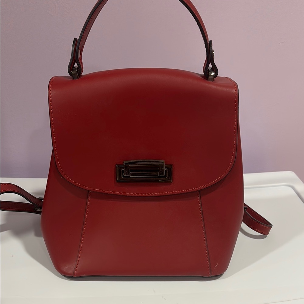 Elegant Red Leather Backpack